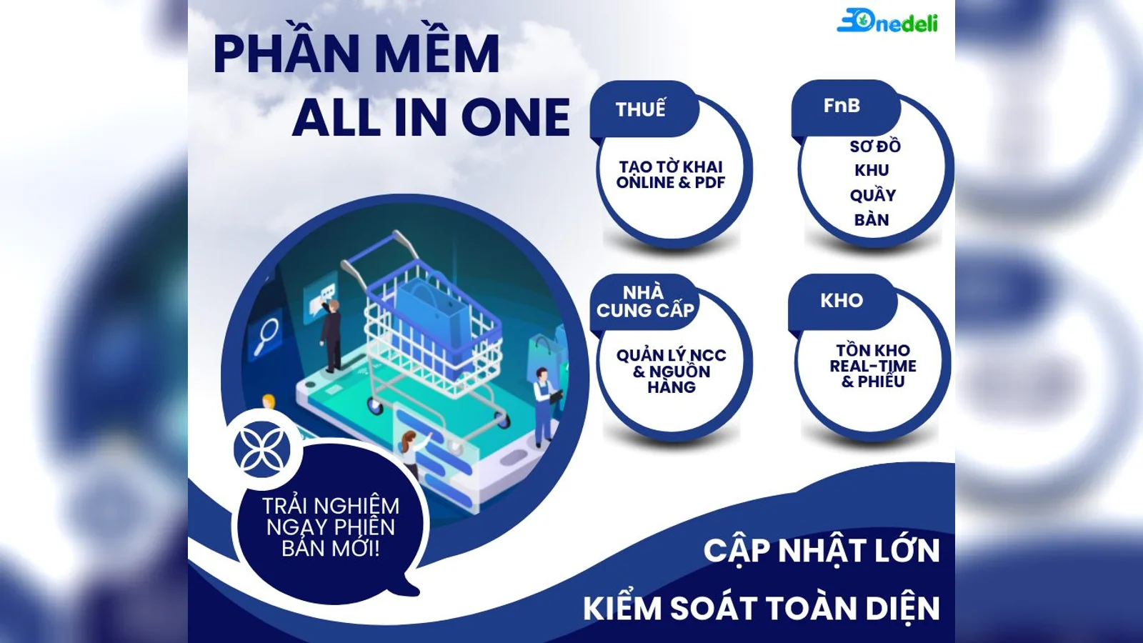 Onedeli phần mềm all in one quản lý thuế FnB nhà cung cấp và kho